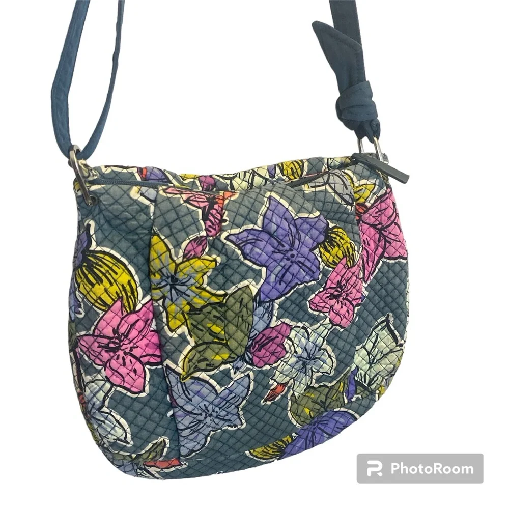 Vera Bradley Quilted Cotton Floral Crossbody Bag Green Multicolor